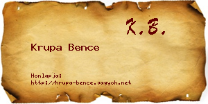 Krupa Bence névjegykártya