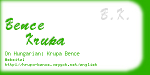 bence krupa business card